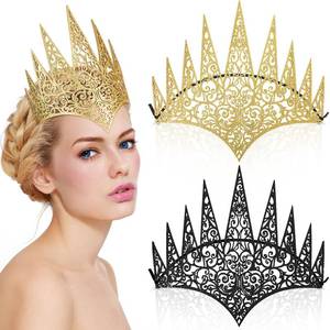 lot 72444 image: Royal Die Cut Glitter Evil Queen Crown - Witch Costume Hair Accessories for Halloween Party Theme Costumes, Black, Gold - Retail $10