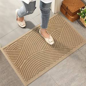 lot 72461 image: Sturdy Front Door Mat, Absorbent Muddy Dirt Resist Welcome Door Mats Outdoor Indoor, Stain and Fade Resistant, Non-Slip Backing Entry Mat Low Profile Doormat for Entryway, 29�17, Beige - Retail $40