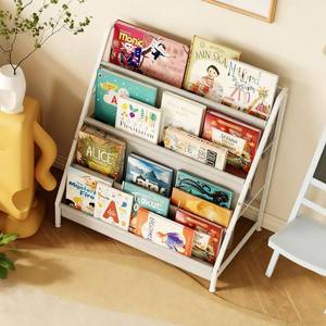 lot 72470 image: Bookcases Montessori Bookshelf Nursery Book Shelves and Storage Childrens Toddler Bookshelf Sturdy Metal Storage Organizer for Rooms Playroom - Retail $29