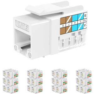 lot 72486 image: RJ45 Keystone Jack Cat6 10G Support, Keystone Jacks UTP 25 Pack for Wall Plate and Patch Panel, Rj45 Keystone 90 Degree White Color for Cat6, Cat5e, Cat5 Cabling - Retail $15