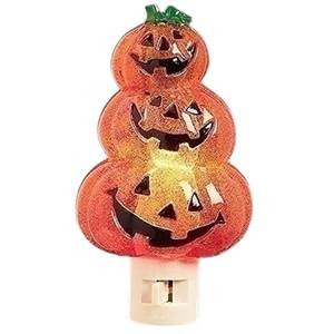 lot 72488 image: Roman Triple Jack-O-Lantern Halloween Swivel Plug Night Light 6 Inch - Retail $25