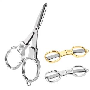 lot 72489 image: 2 Pcs Travel Scissor, Folding Scissor Travel, Stainless Steel Small Badge Scissors for Nurse Essentials Outdoor Fishing Home Office(Gold Silver) - Retail $4