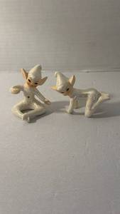 lot 1434 image: Holt Howard Pixie Elf Candle Huggers from the 1950s