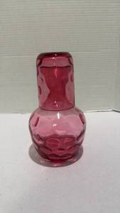 lot 1446 image: Fenton cranberry coin bedside water pitcher and cup
