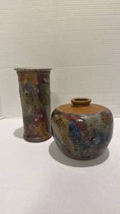 lot 1512 image: Signed pottery vases
