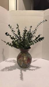 lot 1515 image: Pottery vase with faux greenery