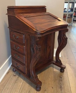 lot 902 image: Antique Victorian revival Davenport desk 33 x 22 x 22 in (left top hinge needs repaired)