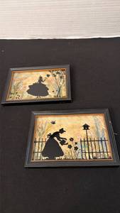 lot 1079 image: Silhouette art prints framed 4.5 x 6.5 in