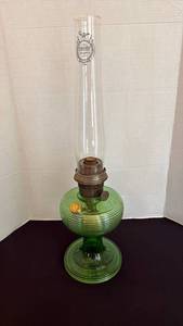 lot 1100 image: Aladdin Mantle Lamp with Green Glass Base