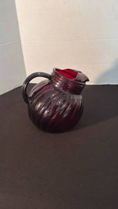 lot 1225 image: Anchor Hocking ruby glass pitcher