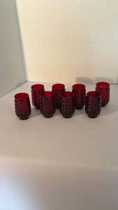 lot 1237 image: Anchor Hocking Royal Ruby Red Bubble juice glasses