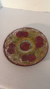 lot 1247 image: Goofus Glass Rose Pattern Decorative Plate