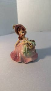 lot 1271 image: Josef Originals tilt head taffy pink dress girl 4 inch tall figurine