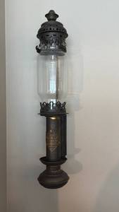 lot 1305 image: Wells Fargo Express wall mounted oil lamp
