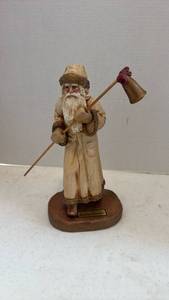 lot 1611 image: Wood World 1993 Czechoslovakia Made USA Santa w Candle Snuffer Figurine 10 inches tall