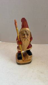 lot 1617 image: Hand carved wooden Santa 8 inches tall