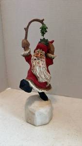 lot 1626 image: David Frykman Santa Under the Mistletoe Music Box 12 inches tall