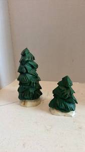 lot 1629 image: David Frykman wooden carved trees tallest is 9.5 inches tall