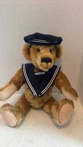 lot 1640 image: Calico and sawdust sailor teddy bear 14.5 inches