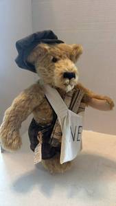 lot 1649 image: Calico and sawdust plush paperboy bear 15 inches