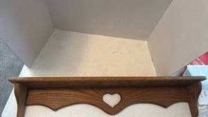 lot 1662 image: Wooden Wall Shelf with Heart-Shaped Cutout 7x34x5