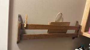 lot 1747 image: Wall Mounted Dark Wood Storage Shelf 9x24x3