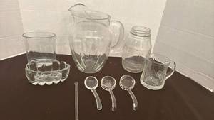 lot 1761 image: Mixed Glass Kitchenware Collection with Pitcher and Accessories