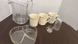 lot 1765 image: Mixed Glassware and Ceramic Kitchen Set with Pitcher and Mugs