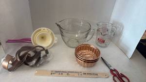 lot 1767 image: Oven stick, glass measuring cups, and more