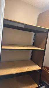lot 1776 image: Gorilla shelves Heavy Duty Steel Storage Shelving Unit with Wood Shelves and peg board on side 72x36x18.5 peg board makes it 88 inches tall