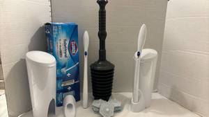 lot 1912 image: Plunger and two Clorox Toilet Wands