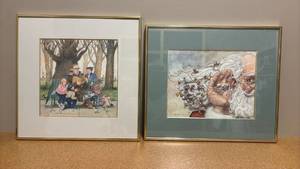 lot 1918 image: Two Bob Holloway Wall Art pieces.16 x 16 and 15 x 17 12