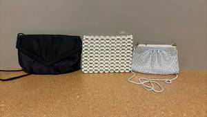 lot 1937 image: Womens Evening Handbag Collection - Black Satin and Beaded Clutches