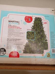 lot 2007 image: Martha Stewart Living 7.5ft Pre Lit Mt. Everest Spruce Christmas Tree.  In Box