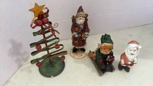 lot 2120 image: Tree, Santas and child sledding