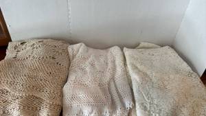 lot 1960 image: Handmade Crochet Lace table cloths