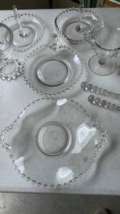 lot 1987 image: Candlewick clear beaded dishes