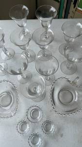 lot 1990 image: Candlewick clear beaded heart dishes, liqueur glasses and more