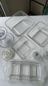 lot 1992 image: Candlewick square bowls, candleholders and more