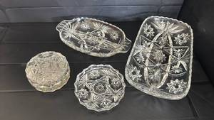 lot 2015 image: Cut Glass Serving Dishes Set