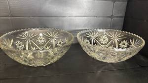 lot 2022 image: Early American Prescut crystal Anchor Hocking Serving Bowls 11 inch