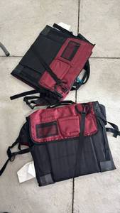 lot 2041 image: Burgundy and Black Hiking Backpacks with Roll-Top Closure