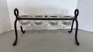 lot 2046 image: Iron Tea Light Candle Holder Stand with Glass Votives