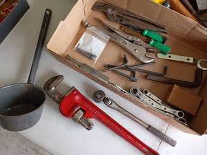 lot 2229 image: Miscellaneous Tools.  Wrenches, Allen Wrenches, Chisels, Pipe Wrench and More