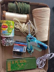 lot 2239 image: String, Glue Gun, Socket Set and Miscellaneous Screws