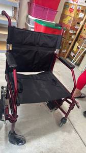 lot 2302 image: Medline Transport Wheelchair with Red Frame seat is 19 inches