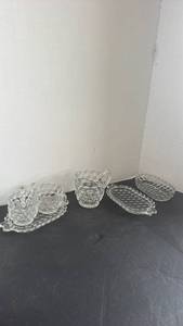 lot 2311 image: Fostoria American glass creamer and sugar dishes and more