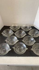 lot 2323 image: Federal Diana Clear Swirl handled bowls, 10