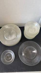 lot 2326 image: Federal Diana Clear Swirl plates and bowls