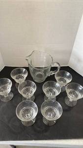 lot 2336 image: Fostoria Century Scroll pitcher and dessert glasses